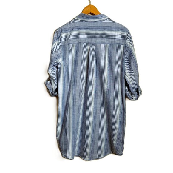 Club Z Striped Cotton Button-Front Beach Cover-Up / Shirt Dress - Picture 4 of 12